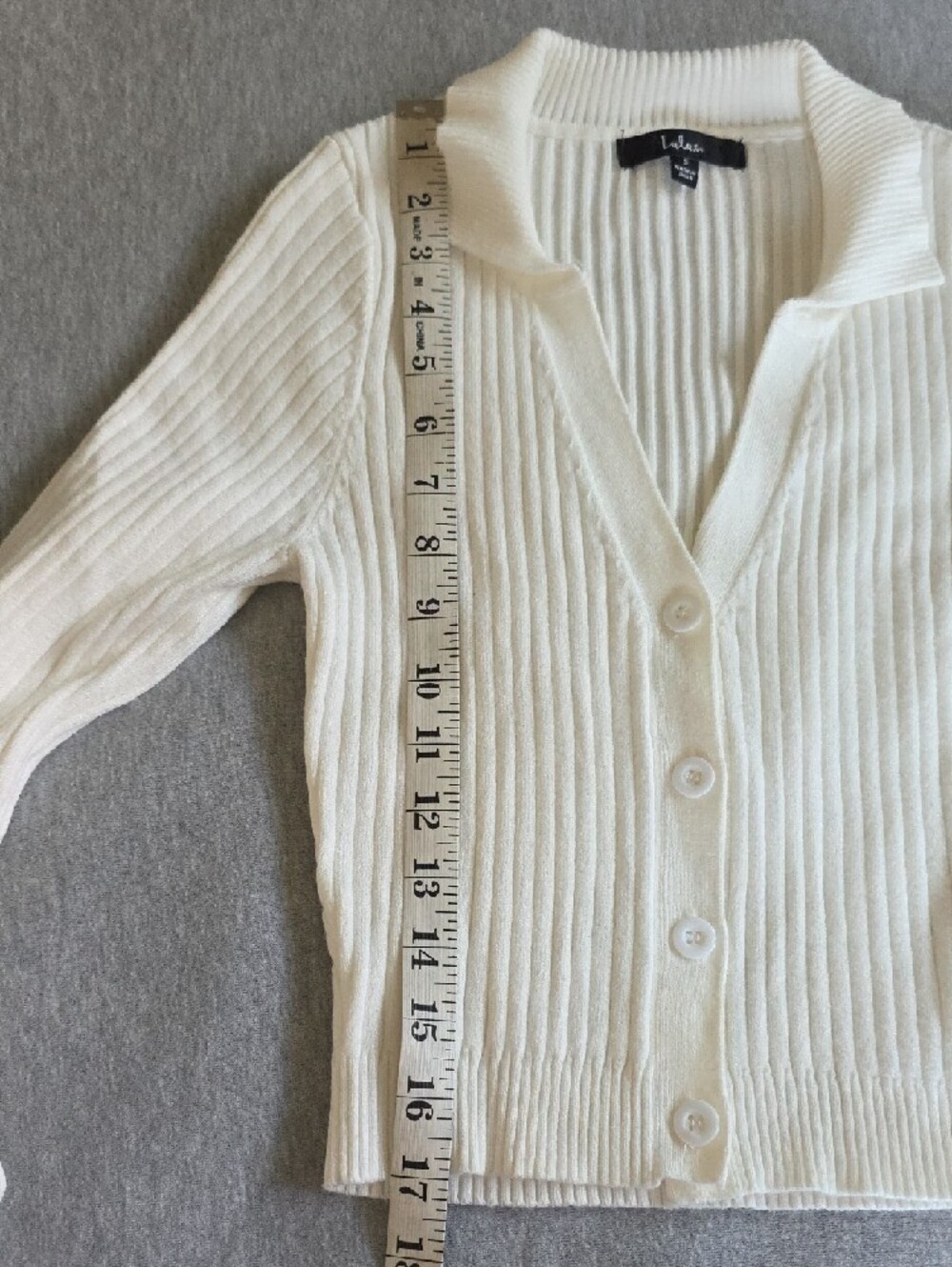 Lulu's Cream Ribbed Collared Button-Front Cardigan - Picture 5 of 5